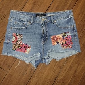 Aeropostale Jean Patchwork Shorts
